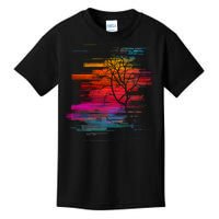 Sunset Glitch Tree Kids T-Shirt