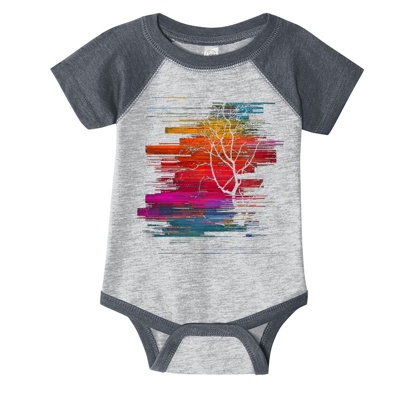 Sunset Glitch Tree Infant Baby Jersey Bodysuit