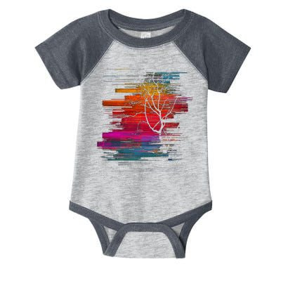 Sunset Glitch Tree Infant Baby Jersey Bodysuit