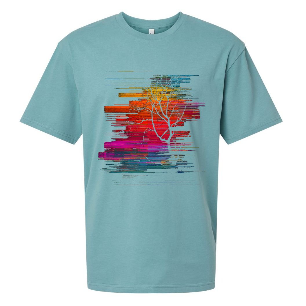Sunset Glitch Tree Sueded Cloud Jersey T-Shirt