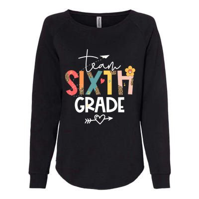 Sixth Grade Teacher Retro Groovy Design Leopard 6Th Grade Gift Womens California Wash Sweatshirt