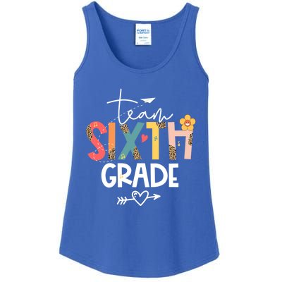 Sixth Grade Teacher Retro Groovy Design Leopard 6Th Grade Gift Ladies Essential Tank