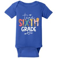 Sixth Grade Teacher Retro Groovy Design Leopard 6Th Grade Gift Baby Bodysuit