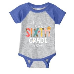 Sixth Grade Teacher Retro Groovy Design Leopard 6Th Grade Gift Infant Baby Jersey Bodysuit