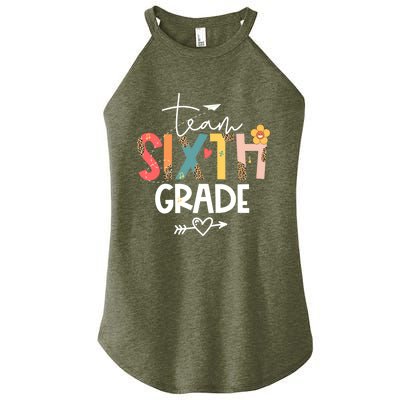 Sixth Grade Teacher Retro Groovy Design Leopard 6Th Grade Gift Women’s Perfect Tri Rocker Tank