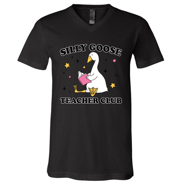 Silly Goose Teacher Club V-Neck T-Shirt