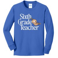 Sixth Grade Teacher Sloth Back To School 6Th Grade Gift Kids Long Sleeve Shirt