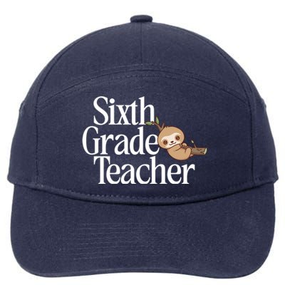 Sixth Grade Teacher Sloth Back To School 6Th Grade Gift 7-Panel Snapback Hat