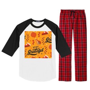 Stay Grateful Thanksgiving Holiday Raglan Sleeve Pajama Set