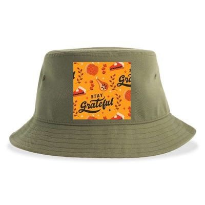 Stay Grateful Thanksgiving Holiday Sustainable Bucket Hat