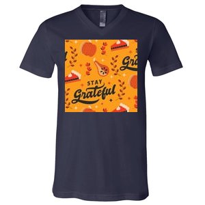 Stay Grateful Thanksgiving Holiday V-Neck T-Shirt