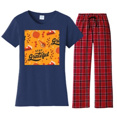 Stay Grateful Thanksgiving Holiday Women's Flannel Pajama Set