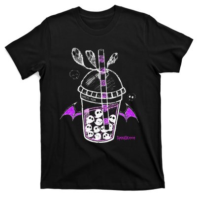 Spookscene Ghos Tea Spooky Boba Emo Goth Alt Purple T-Shirt