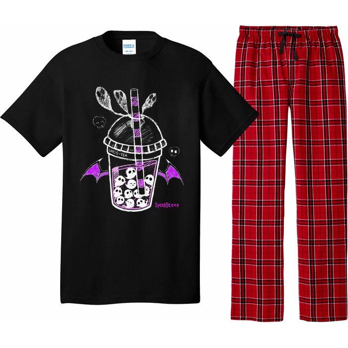 Spookscene Ghos Tea Spooky Boba Emo Goth Alt Purple Pajama Set