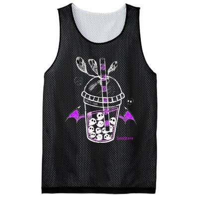 Spookscene Ghos Tea Spooky Boba Emo Goth Alt Purple Mesh Reversible Basketball Jersey Tank