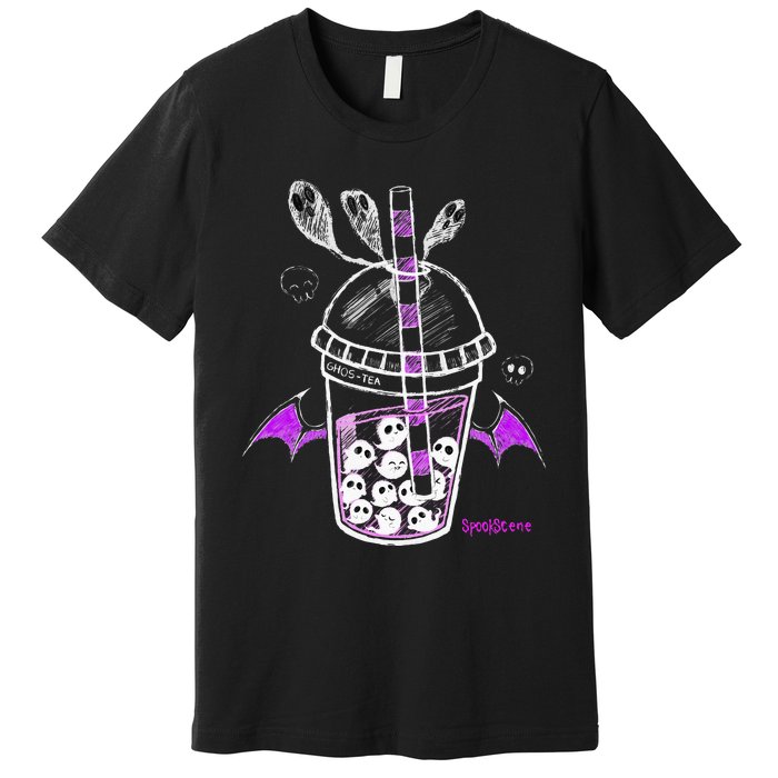 Spookscene Ghos Tea Spooky Boba Emo Goth Alt Purple Premium T-Shirt