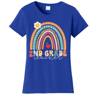 Second Grade Teacher Retro Rainbow Design 2Nd Grade Team Funny Gift Women's T-Shirt