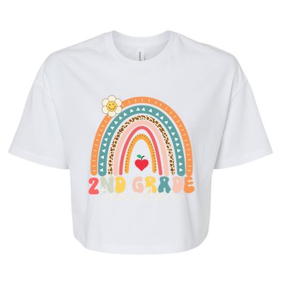 Second Grade Teacher Retro Rainbow Design 2Nd Grade Team Funny Gift Bella+Canvas Jersey Crop Tee