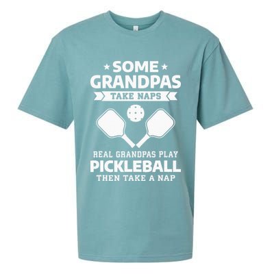 Some Grandpas Take Naps Real Grandpas Play Pickleball Sueded Cloud Jersey T-Shirt