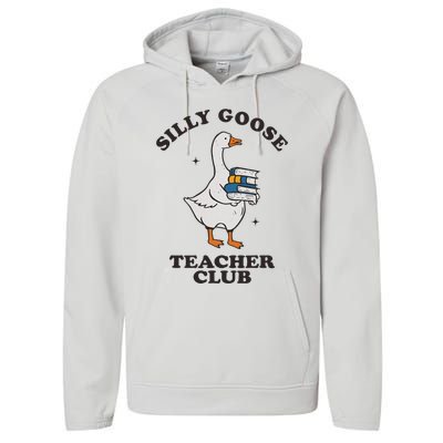 Silly Goose Teacher Club Funny Silly Teacher Performance Fleece Hoodie