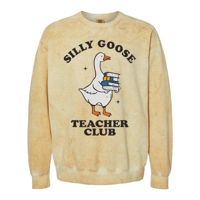 Silly Goose Teacher Club Funny Silly Teacher Colorblast Crewneck Sweatshirt