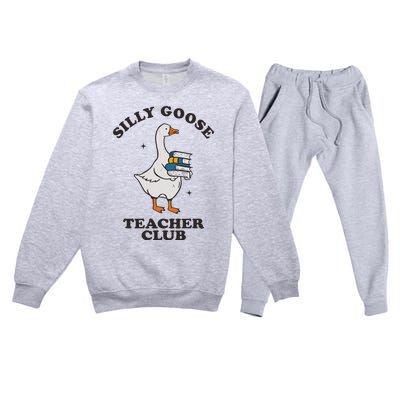 Silly Goose Teacher Club Funny Silly Teacher Premium Crewneck Sweatsuit Set