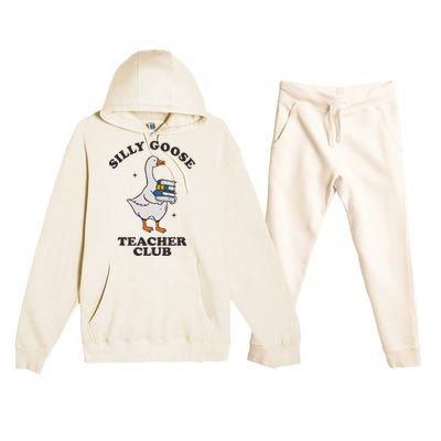 Silly Goose Teacher Club Funny Silly Teacher Premium Hooded Sweatsuit Set