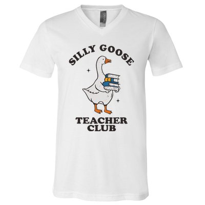 Silly Goose Teacher Club Funny Silly Teacher V-Neck T-Shirt