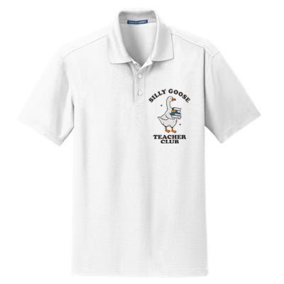 Silly Goose Teacher Club Funny Silly Teacher Dry Zone Grid Polo