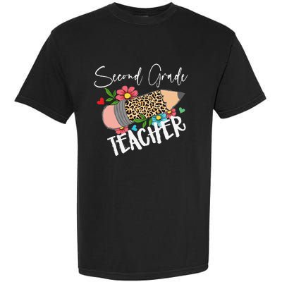 Second Grade Teacher Leopard Pencil 2nd Grade Teacher Garment-Dyed Heavyweight T-Shirt