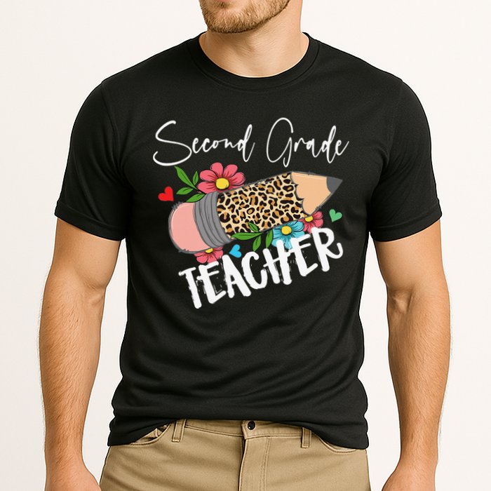 Second Grade Teacher Leopard Pencil 2nd Grade Teacher Cooling Performance Crew T-Shirt
