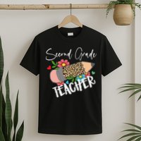 Second Grade Teacher Leopard Pencil 2nd Grade Teacher T-Shirt