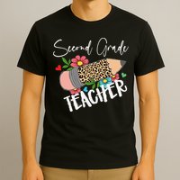 Second Grade Teacher Leopard Pencil 2nd Grade Teacher T-Shirt