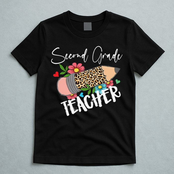 Second Grade Teacher Leopard Pencil 2nd Grade Teacher T-Shirt