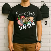Second Grade Teacher Leopard Pencil 2nd Grade Teacher T-Shirt