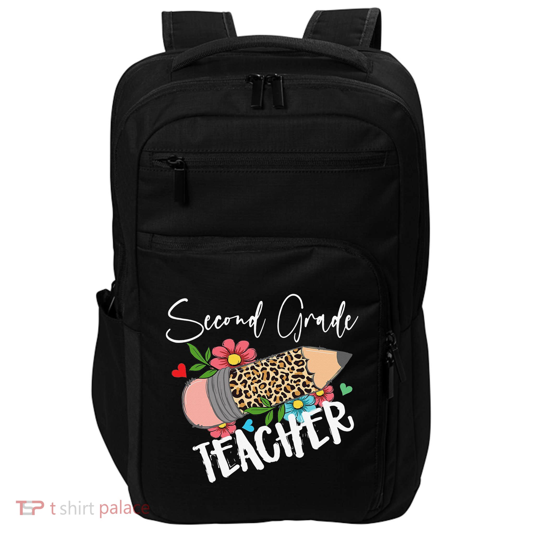 Second Grade Teacher Leopard Pencil 2nd Grade Teacher Impact Tech Backpack
