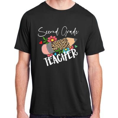 Second Grade Teacher Leopard Pencil 2nd Grade Teacher Adult ChromaSoft Performance T-Shirt