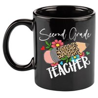 Second Grade Teacher Leopard Pencil 2nd Grade Teacher 11oz C Handle Ceramic Mug