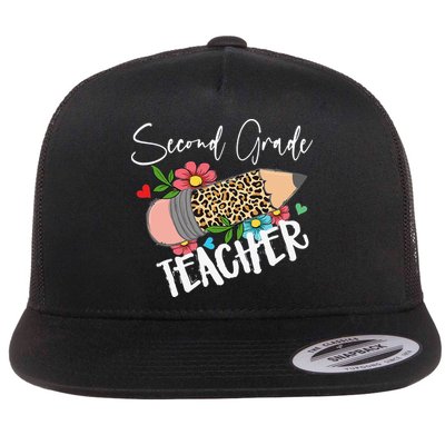 Second Grade Teacher Leopard Pencil 2nd Grade Teacher Flatbill Hat