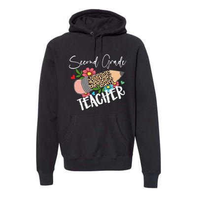 Second Grade Teacher Leopard Pencil 2nd Grade Teacher Premium Hoodie