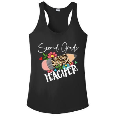 Second Grade Teacher Leopard Pencil 2nd Grade Teacher Ladies PosiCharge Competitor Racerback Tank