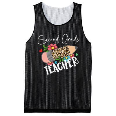 Second Grade Teacher Leopard Pencil 2nd Grade Teacher Mesh Reversible Basketball Jersey Tank