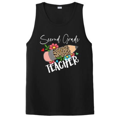 Second Grade Teacher Leopard Pencil 2nd Grade Teacher PosiCharge Competitor Tank