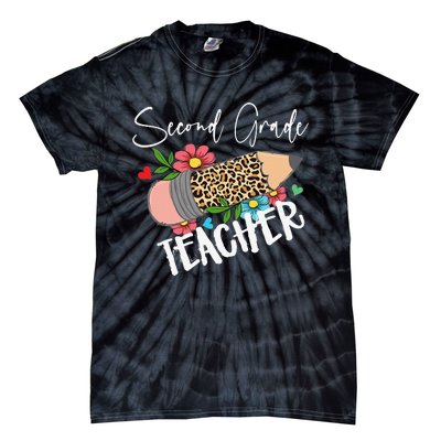 Second Grade Teacher Leopard Pencil 2nd Grade Teacher Tie-Dye T-Shirt