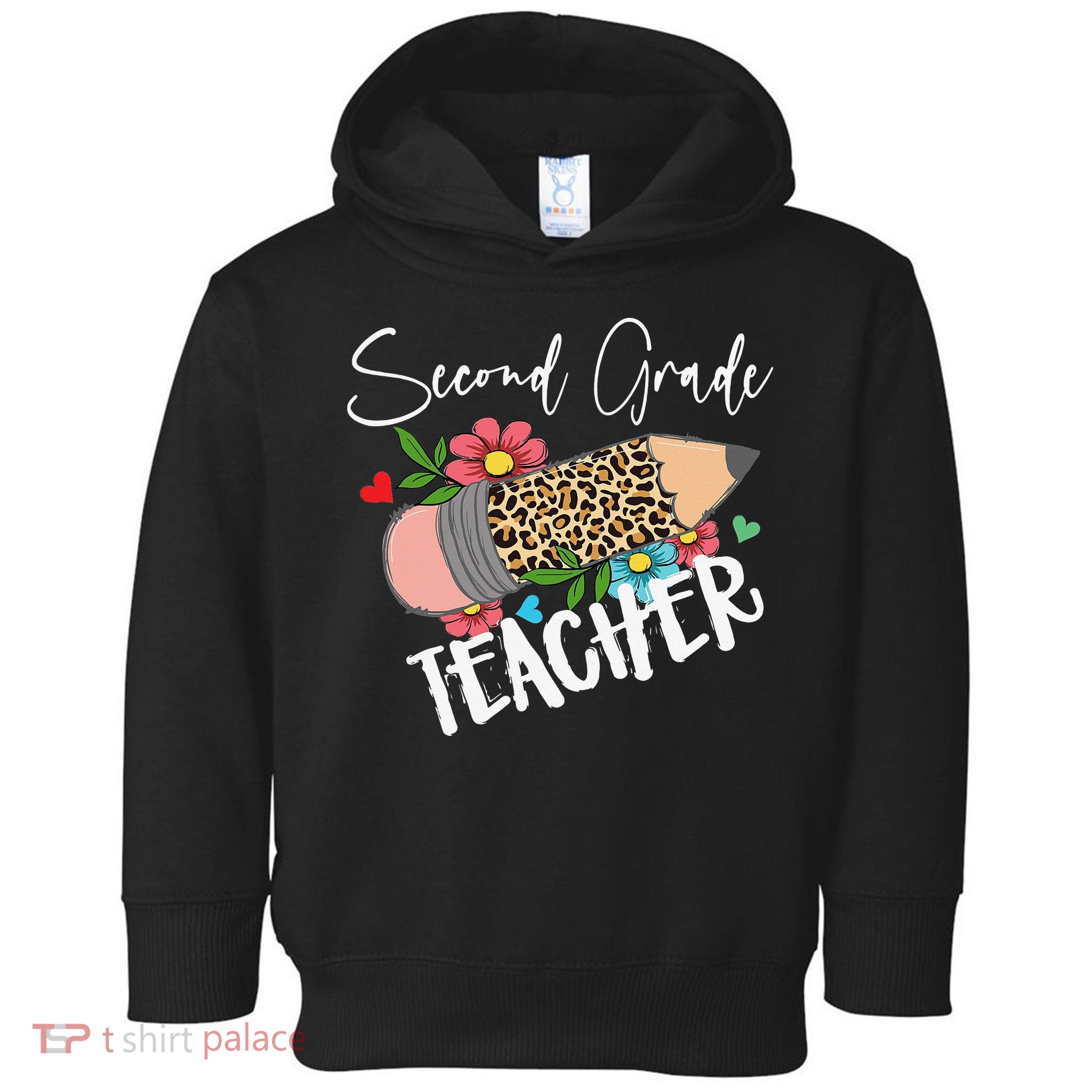 Second Grade Teacher Leopard Pencil 2nd Grade Teacher Toddler Hoodie