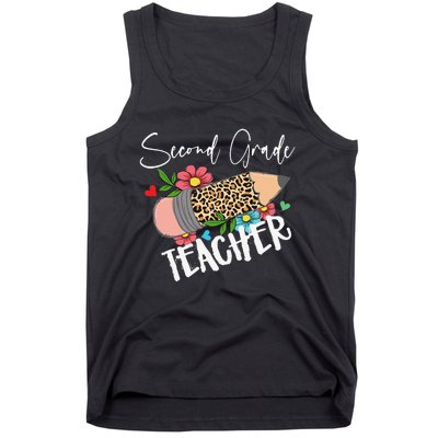 Second Grade Teacher Leopard Pencil 2nd Grade Teacher Tank Top