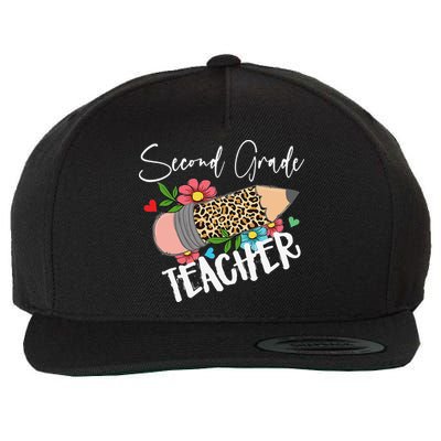 Second Grade Teacher Leopard Pencil 2nd Grade Teacher Wool Snapback Cap