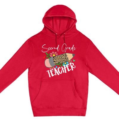 Second Grade Teacher Leopard Pencil 2nd Grade Teacher Premium Pullover Hoodie