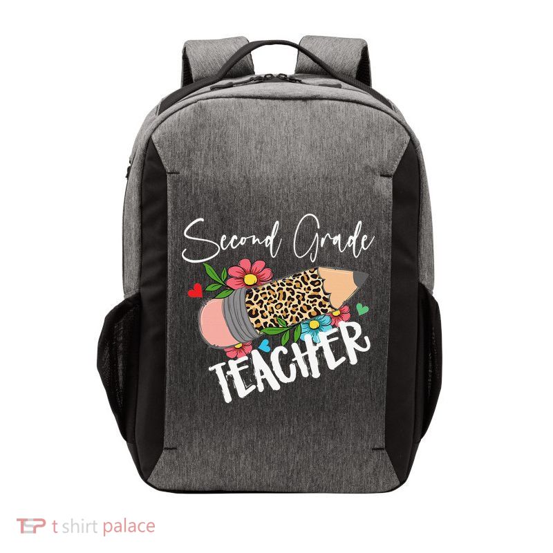 Second Grade Teacher Leopard Pencil 2nd Grade Teacher Vector Backpack