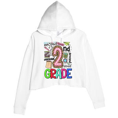 Second Grade Teacher 2nd Grade Back To School Crop Fleece Hoodie